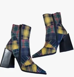 Jeffrey Campbell Siren plaid patchwork bootie size 6 thumbnail 1