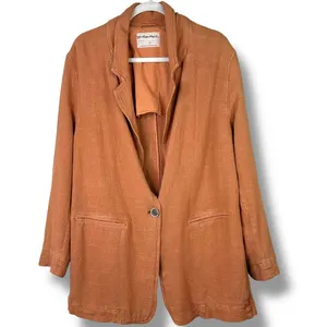 Free People NWOT We The Free Brown Button Linen Cotton Blend Heavy Blazer Jacket thumbnail 5