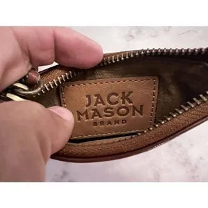 Jack‎ Mason Brown Leather ID Holder Coin Pouch Texas A&M Charm Tassel Zipper thumbnail 3