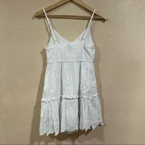 Minkpink White Nirvana Embroidered Leaf Swing Mini Dress XS thumbnail 7