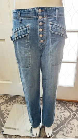 Veronica Beard Womens Rinley Cropped Straight Leg High Rise Jeans Denim Size 30 thumbnail 1
