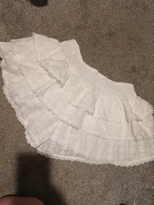 White Eyelet Layered Skort with Ruffle Details thumbnail 3