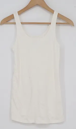 Old Navy Tami Tank Top Womens Small Off White Fitted Cotton Modal Stretch Scoop thumbnail 1