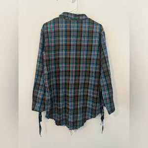 Savage X Fenty TIED UP TARTAN PJ RAW HEM SLEEP SHIRT Streetwear Comfy Medium thumbnail 2