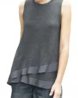 Banana Republic Grey Sleeveless Flounce-Hem Tank Top Size X-Small thumbnail 1