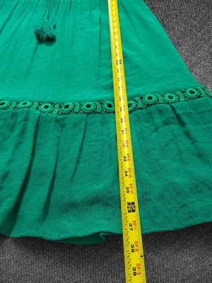 Indigo Rose Women’s M Green Boho Lace Trim Tassel Tiered Midi Dress thumbnail 7