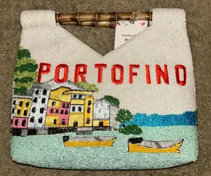 Handcrafted in India Portfino Bamboo Handle Beaded Bag thumbnail 1
