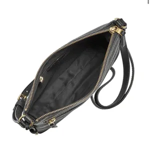 Fossil EW Fiona Crossbody Pebbled Leather Black Cognac Small Pockets Travel thumbnail 2