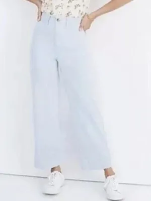 Madewell Emmett Cropped Wide Leg Pants, Light Blue Speckled Canvas, Sz 25, VGUC thumbnail 16