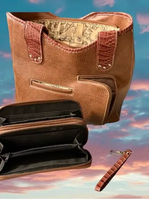 Western Embellished Tote Bag with Matching Wallet thumbnail 2