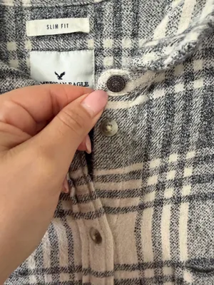 🤍 American Eagle Plaid Flannel Shirt – Slim Fit | Size L 100% Cotton thumbnail 2
