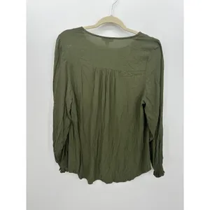 Knox Rose Womens Green Long Sleeve Boho Top Size M‎ NWT Peasant Fall thumbnail 2