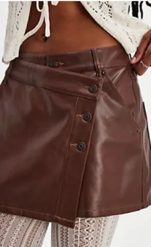 Free People NWT Wynne chocolate vegan skirt -29 thumbnail 1