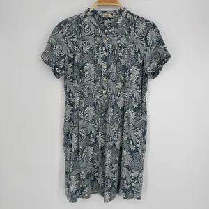 Faherty Gemina‎ Dress Size Small Blue White Printed Linen Blend Beachy Coastal thumbnail 4