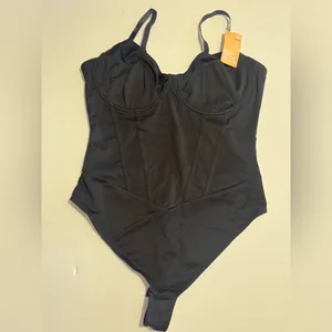 Popilush Corset Bodysuit Built in Bra V Neck Tummy Control Thong Shapewear NEW thumbnail 3