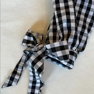 ASOS Cold Shoulder Black & White Plaid Long Sleeve Top thumbnail 3