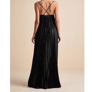 NEW Lulus Brilliant Allure Black Pleated Empire Sweetheart Maxi Dress Small thumbnail 3