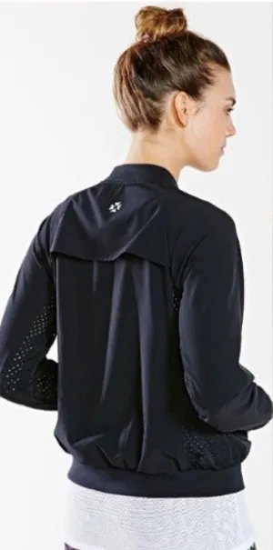 Without Walls M Medium Bomber Jacket Black Mesh Athletic Full Zip Lightweight thumbnail 1