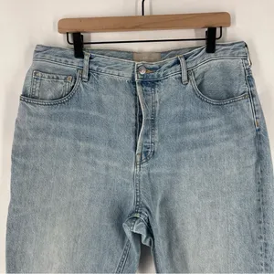 Everlane Cotton Light Blue Denim Button Fly High Rise‎ Straight Ankle Jean thumbnail 3