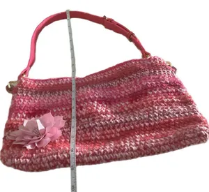 Handmade Adorable Crochet Pink Purse. Shoulder bag with Adjustable shoulder straps thumbnail 6