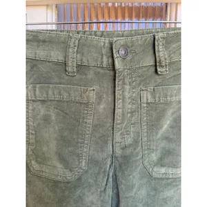 Free People Army Green Velveteen Straight Leg Patch Pocket Pants‎ Size 0 thumbnail 3