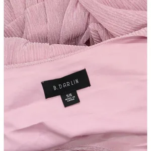 NWT B. Darlin Metallic V-Neck Belted Ruffled Tiered Sheer Sleeved Dress Pink 5/6 thumbnail 7