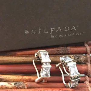 Silpada Sterling Silver Cubic Zirconia Clip on Hoop Earrings thumbnail 3