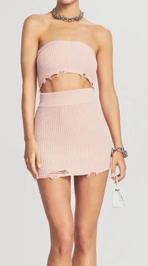 SER.O.YA Lola Knit‎ Distressed Strapless Cutout Dress NWT Small thumbnail 1