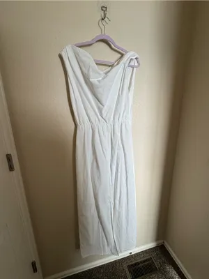 Billie‎ J Lucie Maxi Dress Sz 8 NEW white off shoulder elevated versatile thumbnail 8
