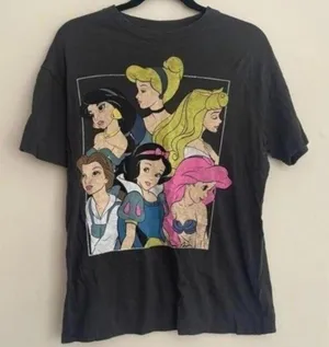 Disney Grey Crew Neck Short Sleeve Princess Graphic Shirt Top Tee thumbnail 1