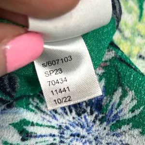 LOFT xl Green Floral Blouse women’s ruffle lightweight long sleeve casual top thumbnail 6