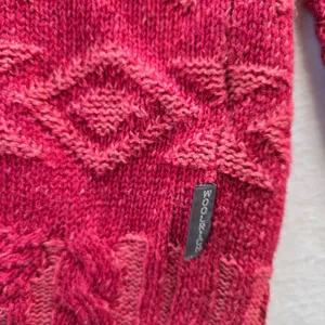 Woolrich Womens‎ Ruby Red Snowflake Knit Quarter Button Mock Neck Sweater XL thumbnail 4