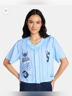 NWT Disney Stitch Graphic Cropped Baseball Jersey sz M thumbnail 7