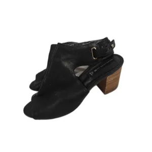 Womens Steve Madden Venue Black Leather Heeled Sandals Size 6M thumbnail 2