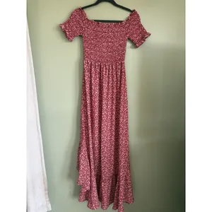 mi ami for francesca's Women's Floral Knit Maxi Dress Smocked Puff M Red thumbnail 6