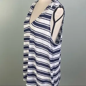 MICHAEL MICHAEL KORS navy and white tank top with rope detail. Size XL. EUC thumbnail 5