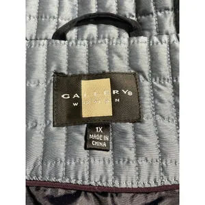 Gallery 1X Quilted Barn Coat Midnight Blue Zip Snap Jacket Plus Size thumbnail 5