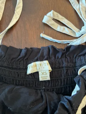 Thirty Thirty LA Crop Top Ruffle Bow Ties Black Cream Coquette Y2K Women's XS thumbnail 7