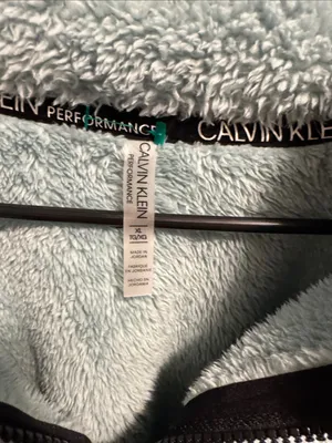 Calvin Klein Plush Half-Zip Teddy Jacket in Pale Blue thumbnail 2