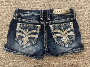 Rock Revival Raven Dark-Wash Bling Shorts thumbnail 2
