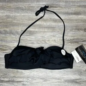 California Waves Women's Black Ruffled Bandeau Bikini Swim Top sz Junior’s S thumbnail 2