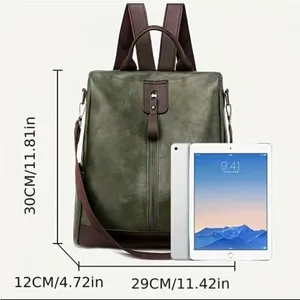 Vegan Leather Backpack One Shoulder Messenger Anti Theft Waterproof Travel thumbnail 5