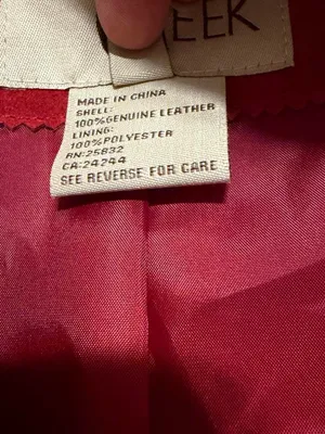 Women's Red Suede Leather Blazer Jacket Size XL thumbnail 4