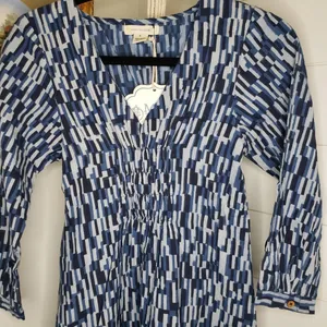 Mata Traders NWT All Gathered Up Dress Blue 3/4 Sleeve Size Small thumbnail 2
