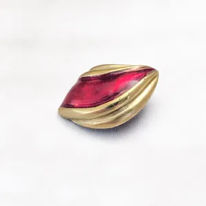 Vintage Clip On Earrings 1.5" Extra Large Red & Gold Tone - Fair Condition thumbnail 5
