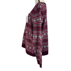 Croft & Barrow X-Large Sweater Fair Isle Crew Neck Long Sleeve Pullover Berry thumbnail 5