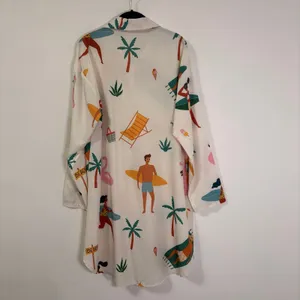 Tropical Print Long Sleeve Button Up Vacation Beach Shirt Sz XL thumbnail 4