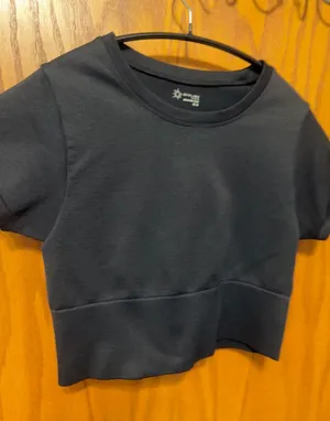 Offline By Aerie Real Me Black Short Sleeve Crop Seamless Top Size Medium thumbnail 1