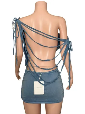 JADED LONDON Route 66 Distressed Backless Studded Dress, Blue, 6 (US) thumbnail 5