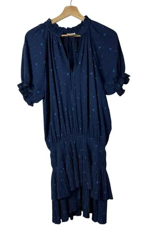 Boutique Taroo Blue Star Print Cinch Waist‎ Mini Dress S thumbnail 1